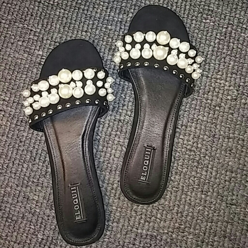 Eloquii faux pearl sandals 10W